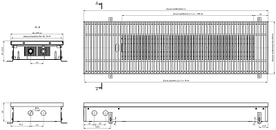 Внутрипольный конвектор с естественной конвекцией Eva KC.90.258.900