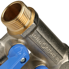 Коллектор Stout с шаровыми кранами 3/4x1/2 с 2 отводами, синий, SMB 6201 341202