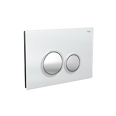 Панель смыва РЕХАУ NOVA ORB GLASS круглые клавиши, закаленное стекло, белый, клавиши и их контур хром, глянец (19102901001)