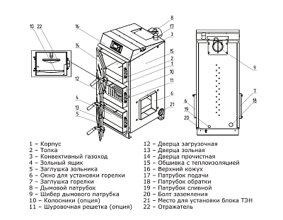 Твердотопливный напольный котел отопления ZOTA Forta 20 кВт
