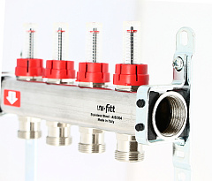 Коллекторная группа UNI-FITT 1 х 3/4 5 вых с расходомерами и термостатическими вентилями