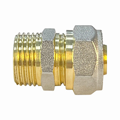 Соединитель Valfex для труб PE-RT/Al/PE-RT, обжимной с переходом на НР 16 x 1/2 дюйма