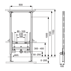 Застенный модуль TECE TECEprofil для застенного монтажа, монтажная высота 1120 мм