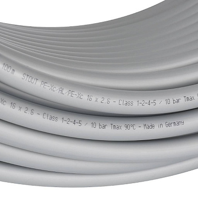 Труба из сшитого полиэтилена Stout PE-Xc/Al/PE-Xc с алюминиевым барьерным слоем 16x2,6 мм