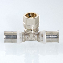 Тройник пресс VALTEC 20x16мм с переходом на обжим 15мм