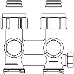 Узел нижнего подключения Oventrop Мultiflex V ZB 3/4 прямой, с преднастройкой
