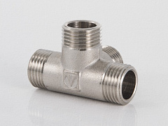 Крестовина VALTEC двухплоскостная 1/2 наружная резьба, никелированная латунь