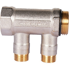 Коллектор Stout с шаровыми кранами 1x1/2 с 2 отводами, синий, SMB 6211 011202