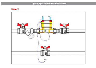 Теплосчетчик квартирный VALTEC VHM-T-15/0,6-С-О с тахометр. расходомером, RS-485 (на обр. труб.) Qn=0,6