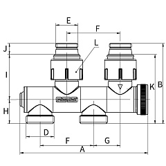 Узел нижнего подключения Flamco FE1 c функцией отсечки, слива и заполнения