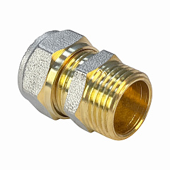 Соединитель Valfex для труб PE-RT/Al/PE-RT, обжимной с переходом на НР 16 x 1/2 дюйма