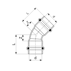 Отвод 45 медный Viega Profipress с SC-Contur d=12 (арт. 292 577)