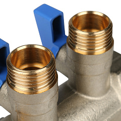 Коллектор Stout с шаровыми кранами 1x1/2 с 2 отводами, синий, SMB 6201 011202