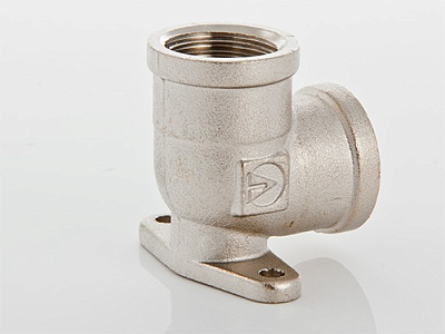 Угольник VALTEC с креплением (водорозетка) внутренняя резьба, 90 градусов, никелированная латунь