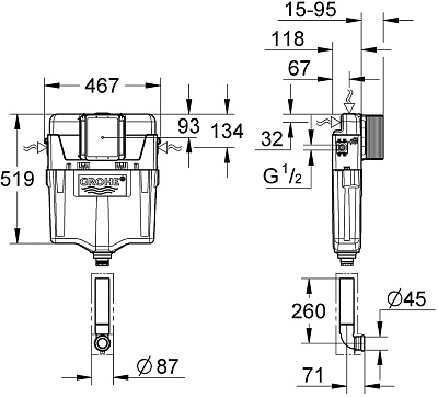 Смывной бачок скрытого монтажа Grohe GD2 38661000