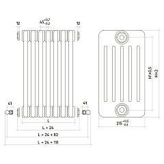 Стальной трубчатый радиатор отопления IRSAP TESI 6 550, 1 секция