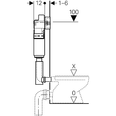 Смывной бачок скрытый Geberit Delta, 12 см, 6/3.5 л 109.100.00.1
