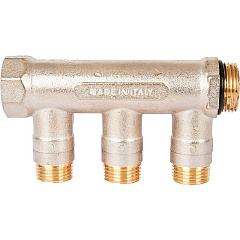 Коллектор Stout с шаровыми кранами 3/4x1/2 с 3 отводами, красный, SMB 6210 341203