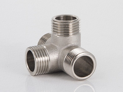 Крестовина VALTEC двухплоскостная 1/2 наружная резьба, никелированная латунь