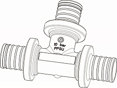 Тройник Elsen 25—25—16, PPSU (полифенилсульфон PX), наружная резьба