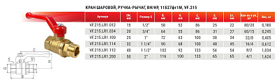 Кран шаровой Valfex VF.215.LR1.200 ВР/НР, ручка-рычаг, 2