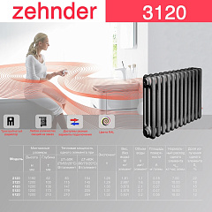 Стальной трубчатый радиатор отопления Zehnder 3120 / 1 секция