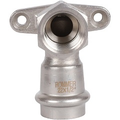 Угольник настенный Rommer с креплением 22х1/2 ВПр-ВР, нержавеющая сталь