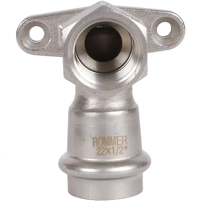 Угольник настенный Rommer с креплением 22х1/2 ВПр-ВР, нержавеющая сталь