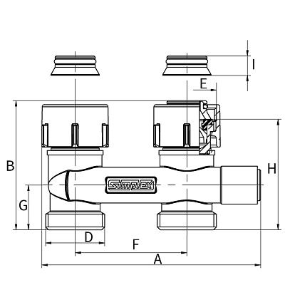 Узел нижнего подключения Flamco D2/50 прямой, G 3/4 НР x G 3/4 НР