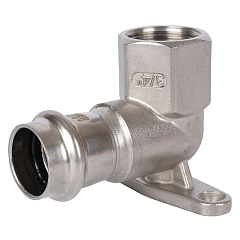 Угольник настенный Rommer с креплением 22х3/4 ВПр-ВР, нержавеющая сталь