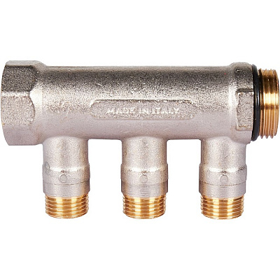 Коллектор Stout с шаровыми кранами 1x1/2 с 3 отводами, красный, SMB 6210 011203