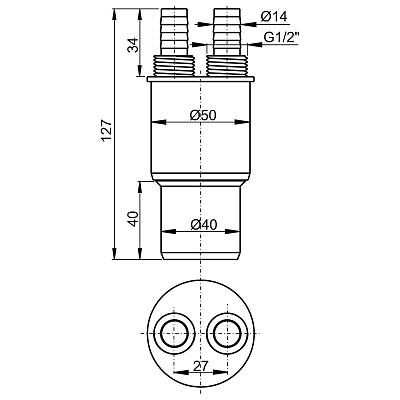 Муфта переходная Alcaplast HT 40/50 x G1/2