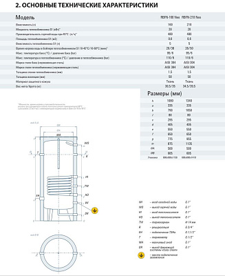 Бойлер косвенного нагрева RISPA RBFN NEO 160 напольный (нерж. сталь 304)