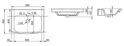 Раковина мебельная AM.PM Like M80WCC0652WG 65 см, керамическая