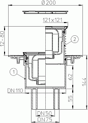 Трап HL 310N с надставным элементом Klik-Klak