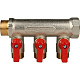Коллектор Stout с шаровыми кранами 3/4x1/2 с 3 отводами, красный, SMB 6200 341203