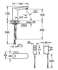 Смеситель сенсорный Grohe Eurosmart Cosmopolitan E 36325001