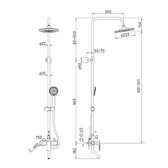Душевая система IDDIS со смесителем, верхним душем и изливом, Edifice