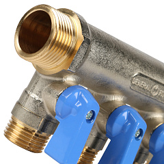 Коллектор Stout с шаровыми кранами 3/4x1/2 с 4 отводами, синий, SMB 6201 341204