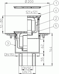Трап HL 310N-3000 с решеткой 3120