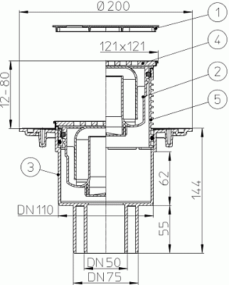 Трап HL 310N-3000 с решеткой 3120
