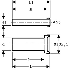 Присоединительный комплект Geberit для подвесного унитаза, длина 26,5 см d 90