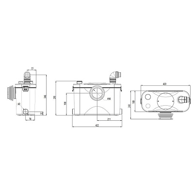 Канализационная насосная станция UNIPUMP SANIVORT 405 M напор 8м с ножом (центральный вход)