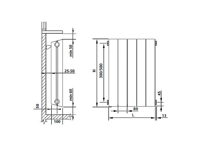 Биметаллический секционный радиатор отопления Royal Thermo PianoForte Bianco Traffico 500 / 4 секции
