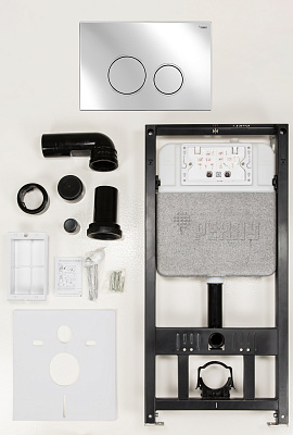 Комплект инсталляции РЕХАУ NOVAFLOW с панелью смыва NOVA ORB 001 круглые клавиши, пластик, хром, глянцевый (19101061001)