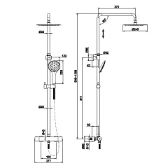 Душевая система Cersanit BRASKO BLACK (смеситель термостатический) 3 режима шланг 150 металл черный