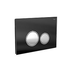 Панель смыва РЕХАУ NOVA ORB GLASS круглые клавиши, закаленное стекло, черный, клавиши и их контур хром, глянец (19102911001)