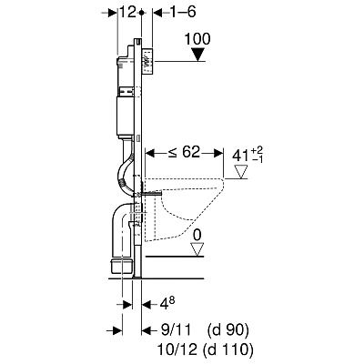 Система инсталляции для унитаза Geberit Duofix UP100, H112, для клавиш Delta