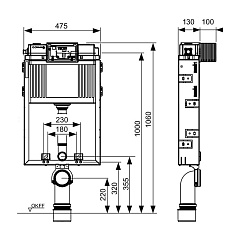 Застенный модуль TECE TECEbox со смывным бачком Uni 2.0, высота 1060 мм