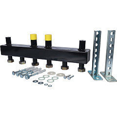 Стальной распределительный коллектор Stout DN20 3 контура с кронштейнами (в теплоизоляции)